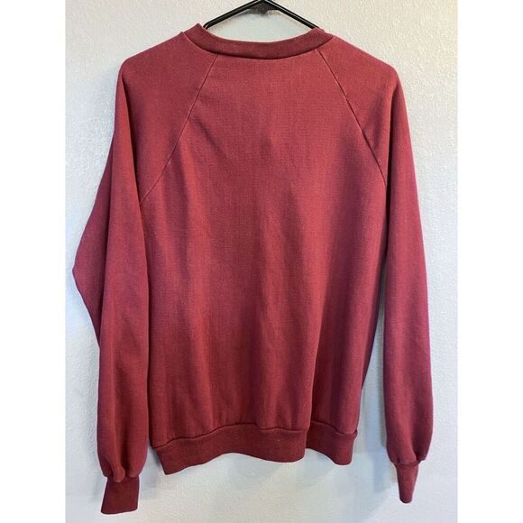 VTG Healthknit Flowers Floral Collar Grandma Burgundy‎ Sweatshirt Womens L - Picture 4 of 6